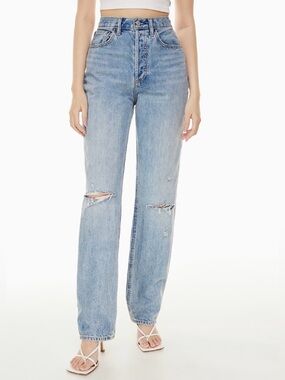 Aritzia Denim Forum The Joni High Rise Loose 32L Jeans Picture This Bleu Rip 27